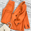 韩国橘色西装套装女春秋气质休闲西服外套九分裤时尚两件套潮