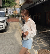 Cmy korea 韩国女装东大门 微透时尚款中长款打底衬衫女