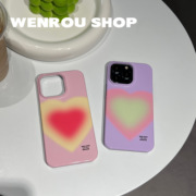 原创爱心少女进口菲林手机，壳适用于苹果14pro高级感粉色紫色光面保护套