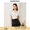 maxrieny欧式田园风雪纺衫，23夏款甜美少女，感方领泡泡袖上衣截短