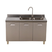定制不锈钢整体橱柜304灶台柜一体水槽柜家用厨房转角厨柜碗