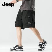 jeep吉普工装短裤男士，夏季潮牌宽松五分裤多口袋，机能休闲裤子