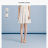 VGRASS高级感斜纹蕾丝半裙夏季气质A字短款小白裙VSB2O24100