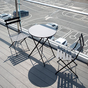 阳台小桌椅组合咖啡店休闲折叠桌椅三件套奶茶店铁艺一桌二椅