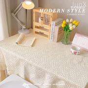 法式棉麻桌布轻奢高级感一次性化妆台，书桌桌垫餐桌茶几圆桌桌布