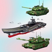 古迪积木军事99式主战坦克山东号航母模型拼装玩具益智大型