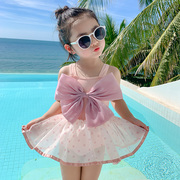 儿童泳衣女孩3岁夏季网红2023女童裙式游泳衣洋气公主女宝宝连体2