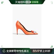 香港直邮Sergio Rossi 女士sr1 90 水晶装饰绸缎浅口鞋