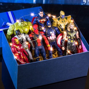 复仇者联盟钢铁侠蜘蛛侠，美国队长绿巨人，可动人偶套装手办模型玩具