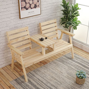 户外防腐木桌椅庭院双人实木碳化靠背椅子阳台露天茶几桌公园休闲