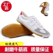 白色训练排球鞋运动比赛软底透气帆布鞋武术鞋工地劳保工作鞋