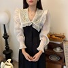 法式chic甜美大翻领，收腰连衣裙女春秋，高级感显瘦长裙气质裙子
