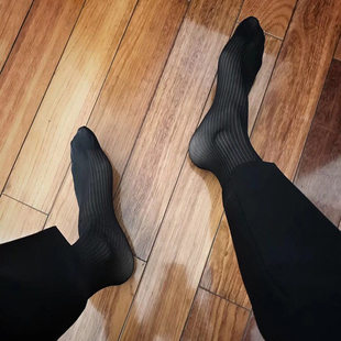 4双男士袜子薄款黑丝袜性感，正装皮鞋中筒袜西装日系商务长袜防臭