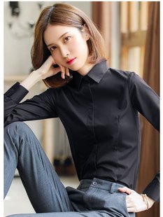 衬衫女职业通勤正装工作服上衣设计感小众工装优雅黑色衬衣女