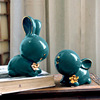 景德镇陶瓷描金兔兔摆件萌萌哒可爱风送礼礼物北欧风生肖兔