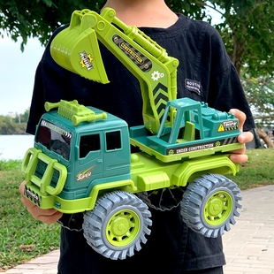 超大号挖掘机儿童玩具工程车挖土，搅拌翻斗吊车小汽车套装2男孩3岁