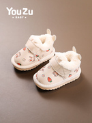 婴儿雪地靴卡通百搭软底加绒保暖冬季1一3岁学步鞋女宝宝小童棉鞋