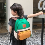 儿童书包女小学生韩版时尚撞色双肩，包幼儿(包幼儿，)园中大班男童外出小背包