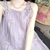 纯欲风紫色花朵吊带连衣裙女夏季法式高级感温柔风海边度假长裙子