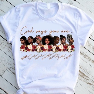 外贸黑人女孩女权主义Black Girl Feminism欧美风女士短袖t恤