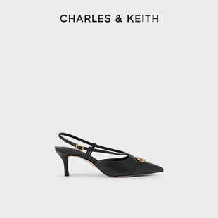 charles&keith春夏女鞋，ck1-60361403女士金属，装饰尖头高跟凉鞋