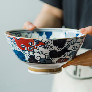 创意复古中式味千拉面，碗手绘陶瓷碗家用菜碗大汤碗大容量沙拉碗