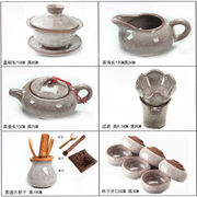 冰裂陶瓷茶具整套装功夫，杯子灰白色冰裂茶壶盖碗，茶叶罐茶道六君灰
