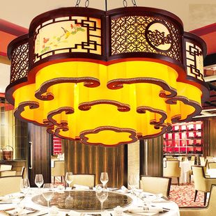 现代中式吊灯圆形酒店工程，大灯客厅餐厅，包厢大厅祥云木艺异型灯具