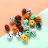 个性饰品手链项链配件 散装圆形木头珠子带孔排球足球橄榄球彩色