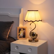 欧式卧室床头灯现代简约带田园静音可调光，创意时尚客厅钟表台灯