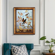 美式客厅装饰画复古风卧室餐厅挂画欧式文艺植物田园风花鸟壁画