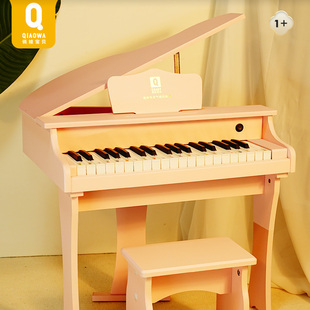 俏娃宝贝儿童三角钢琴玩具电子琴，女孩可弹奏初学宝宝木质生日礼物