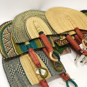 雨花石杂货非洲进口象草手工扇子编织工艺扇墙上装饰品酋长扇5.30