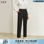 lily2024春女装职场通勤垂感气质，显瘦直筒九分裤西装休闲裤女