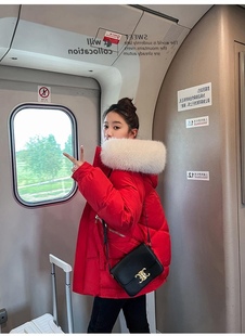 红色羽绒棉服女冬季时尚短款棉衣洋气小个子棉袄加厚韩版外套