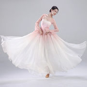一路生花舞蹈服装粉色超仙连衣裙蔷薇花同款演出服带胸垫古典舞服