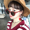 韩国ins复古风墨镜夏季海滩休闲圆形红色太阳眼镜女2023凹造型潮