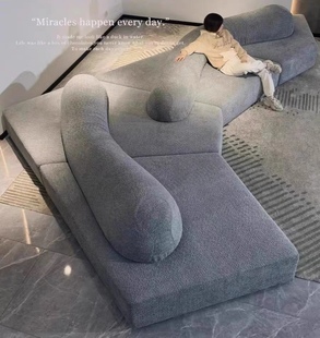 意式极简岩石沙发设计师大户型，异形模块客厅，别墅大平层双面坐布艺