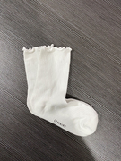 外贸春秋时尚甜美花边，袜女袜白色中筒袜简约纯色竖条吸汗袜子