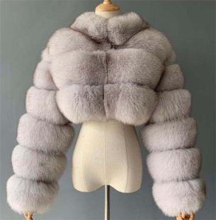 欧美短皮草外套女 шуба куртка жен fur coat women