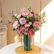 玫瑰花束高档仿真花，客厅假花摆设干花花束，装饰花瓶摆件轻奢