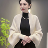韩版纯色2024密织开衫长袖披肩外搭高端女士外套时尚洋气高档