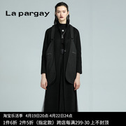 Lapargay纳帕佳2023女装秋冬季黑色长袖大码风衣双面尼外套潮