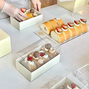 简约韩式马卡龙包装盒透明蛋糕卷盒西点盒甜品盒常温蛋糕打包盒