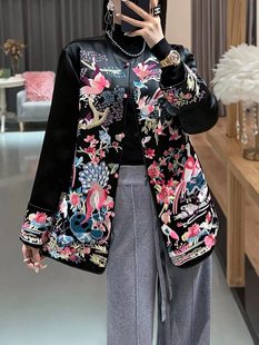 新中式女装唐装冬季汉服刺绣棉衣复古中国风棉袄保暖夹棉旗袍外套