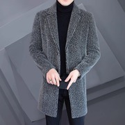 高级感毛呢大衣男士冬季韩z版百搭潮流，纯色休闲呢子中长版外