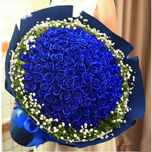 蓝色妖姬玫瑰花干花束礼盒求婚情人节毕业生日礼物天然干花送女友