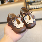 春秋季女宝宝鞋子1一2岁小童公主单鞋婴儿，皮鞋防滑软底女童学步鞋