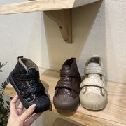 韩国童鞋2023冬季男女童加绒菱格短靴，儿童软底防滑棉鞋饼干鞋