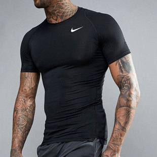 Nike耐克pro紧身衣男短袖秋季跑步训练男士健身速干T恤高弹健身服